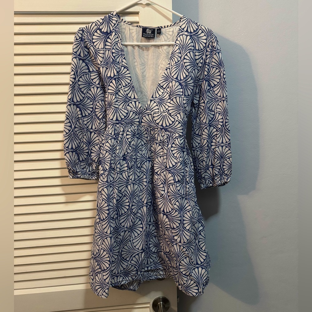 Madison Mathews Ainsley mini cotton linen dress